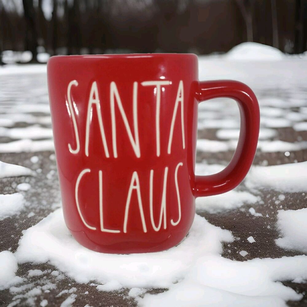 Rae Dunn Santa Claus Coffee Cocoa Mug Red Exterior White Interior Large 20 oz